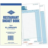 ZIONS ELD RESTAURANT DOCKET BOOK CARBON DUPLICATE 210 X 100MM