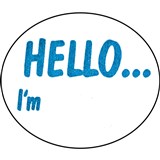 AVERY 937263 MESSAGE LABELS HELLO IM 58 X 43MM OVAL BOX 100