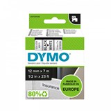 DYMO 45013 D1 LABELLING TAPE 12MM X 7M BLACK ON WHITE