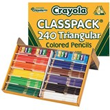 CRAYOLA TRIANGULAR COLOURED PENCILS 33MM ASSORTED CLASSPACK 240