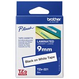 BROTHER TZE221 LAMINATED LABELLING TAPE 9MM BLACK ON WHITE