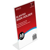 DEFLECTO SIGN HOLDER SLANTED PORTRAIT A6 CLEAR
