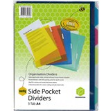 MARBIG SIDE POCKET DIVIDERS PP 5TAB A4 ASSORTED