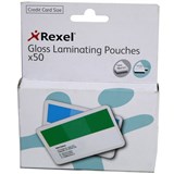 REXEL GLOSS LAMINATING POUCH 125 MICRON CREDIT CARD 54 X 86MM CLEAR PACK 50