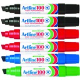 ARTLINE 100 PERMANENT MARKER CHISEL 12MM ASSORTED PACK 6