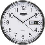 CARVEN WALL CLOCK WITH DATE 285MM SILVER FRAME