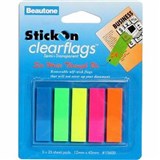 STICKON CLEARFLAGS 25 SHEETS 12 X 45MM ASSORTED PACK 5