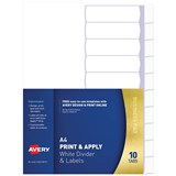 AVERY 930113 L745510 PRINT AND APPLY DIVIDER WITH EASY APPLY LABELS 10 TAB WHITE