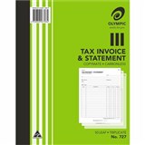 OLYMPIC 727 INVOICE AND STATEMENT BOOK CARBONLESS TRIPLICATE 50 LEAF 250 X 200MM