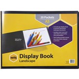 MARBIG DISPLAY BOOK NONREFILABLE LANDSCAPE 20 POCKET A3 BLACK