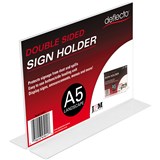 DEFLECTO SIGN HOLDER TSHAPE DOUBLE SIDED LANDSCAPE A5 CLEAR