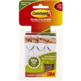COMMAND ADHESIVE PICTURE HANGERS WIREBACKED WHITE VALUE PACK 3 HANGERS AND 6 STRIPS