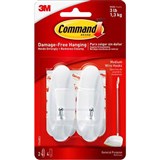 COMMAND ADHESIVE WIRE HOOKS MEDIUM WHITE PACK 2 HOOKS AND 4 STRIPS