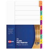 AVERY 85723 DIVIDER PLASTIC 110 INDEX TAB A4 FLUORESCENT MULTI COLOURS