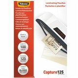 FELLOWES CAPTURE LAMINATING POUCH 125 MICRON GLOSS 65 X 95MM CLEAR PACK 100