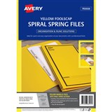 AVERY 88547 SPIRAL SPRING ACTION FILE FOOLSCAP YELLOW PACK 5