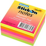 STICKON NOTES 80 SHEETS 76 X 76MM NEON ASSORTED