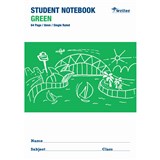 WRITER STUDENT NOTEBOOK 8MM SINGLE RULED 64 PAGE 250 X 175MM GREEN