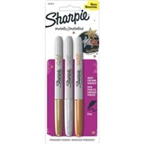 SHARPIE PERMANENT MARKER BULLET FINE 10MM METALLIC ASSORTED GOLDSILVERBRONZE PACK 3