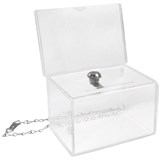 DEFLECTO DONATION BOX LOCKABLE WITH HEADER LANDSCAPE A6 CLEAR