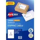 AVERY 959400 L7167 TRUEBLOCK INTERNET SHIPPING LABEL LASER 1UP WHITE PACK 10