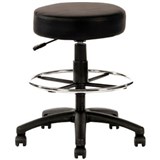 YS DESIGN UTILITY STOOL WITH DRAFTING RING BLACK FRAME AND PU COVER