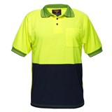 PORTWEST MP110 TWO TONED MICRO MESH POLO SHIRT YELLOW NAVY SMALL