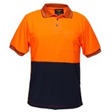 PORTWEST MP110 TWO TONED MICRO MESH POLO SHIRT ORANGE NAVY 2XL