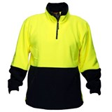 PRIME MOVER MF115 HIVIS POLAR FLEECE JUMPER LONG SLEEVE 14 ZIP 2TONE YELLOW NAVY 3XL