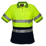 PORTWEST MP510 HIVIS POLO SHIRT MICRO MESH SHORT SLEEVE TAPE 2TONE YELLOW NAVY EXTRA LARGE