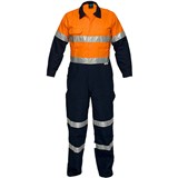 PRIME MOVER MA931 REGULAR WEIGHT COVERALL WITH METAL STUD CLOSURE AND TAPE 2TONE ORANGE NAVY 112R