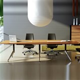 NOVARA BOARDROOM TABLE WITH CABLE BOX 3000 X 1200 X 750MM ZEBRANO TIMBER VENEER