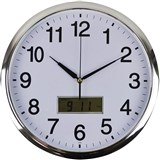ITALPLAST WALL CLOCK WITH LCD DISPLAY 360MM WHITE  CHROME