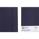 QUILL C6 COLOURED ENVELOPES PLAINFACE STRIP SEAL 80GSM 114 X 162MM BLACK PACK 25