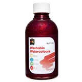 EDUCATIONAL COLOURS WASHABLE WATERCOLOUR GLITTER PAINT 250ML RED