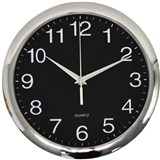 ITALPLAST WALL CLOCK 300MM BLACK  CHROME