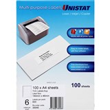 UNISTAT 38946 MULTIPURPOSE LABEL 6UP 455 X 1397MM PACK 100