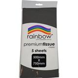 RAINBOW PREMIUM TISSUE PAPER 17GSM 500 X 750MM BLACK PACK 5