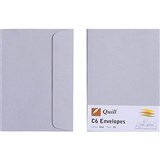 QUILL C6 COLOURED ENVELOPES PLAINFACE STRIP SEAL 80GSM 114 X 162MM GREY PACK 25