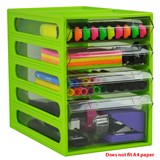 ITALPLAST OFFICE ORGANISER CABINET 4 DRAWER 255D X 165W X 230H MM LIME