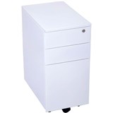 GO STEEL SLIMLINE MOBILE PEDESTAL 3DRAWER LOCKABLE 300 X 472 X 610MM WHITE CHINA