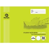 OLYMPIC NL832 EXERCISE BOOK NSW RULING DOUBLE RULEDGUIDELINES 8MM 55GSM 32 PAGE 176 X 240MM LIME PACK 20
