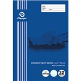 OLYMPIC NP432 EXERCISE BOOK NSW RULING DOUBLE RULED 4MM 55GSM 32 PAGE 250 X 176MM NAVY BLUE PACK 20