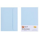 QUILL C6 COLOURED ENVELOPES PLAINFACE STRIP SEAL 80GSM 114 X 162MM POWDER BLUE PACK 25