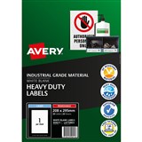 AVERY 959211 REMOVABLE HEAVYDUTY LABELS 210 X 297MM WHITE PACK 20