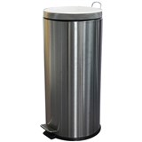 COMPASS GARBAGE PEDAL BIN ROUND 30 LITRE SILVER
