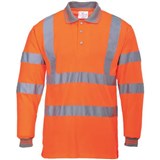 PORTWEST S277 HIVIS POLO SHIRT LONG SLEEVED ORANGE XL