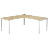 OLG AXIS SINGLE SIDED 90 DEGREE WORKSTATION LEFT HAND RETURN 1800 X 1800 X 750MM WHITE FRAME NEW OAK TOP