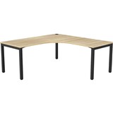 OLG AXIS SINGLE SIDED 90 DEGREE WORKSTATION RIGHT HAND RETURN 1800 X 1800 X 750MM BLACK FRAME NEW OAK TOP