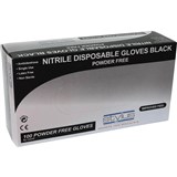 STYLUS NITRILE POWDERFREE DISPOSABLE GLOVES SMALLMEDIUM BLACK PACK 100